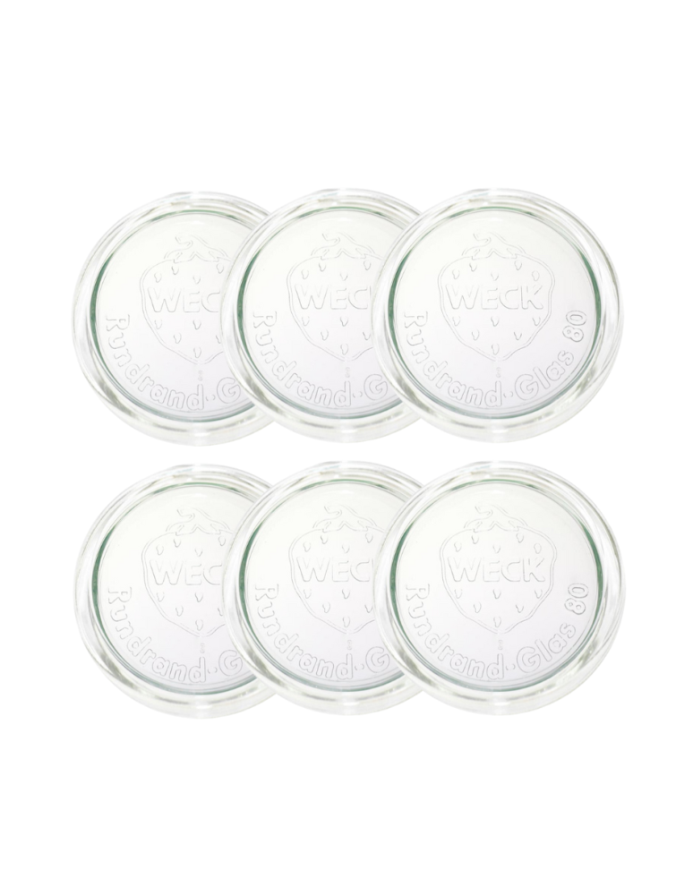 Słoiki weck - Szklane wieka do słoika słoików WECK szklane wieczka 6 szt 80mm pokrywka - produkt b2b.wamar.biz 2