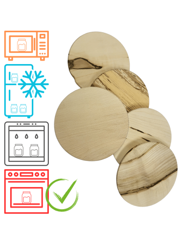 Drewniane wieka do słoika słoików WECK pokrywki z uszczelką 5 szt 80mm