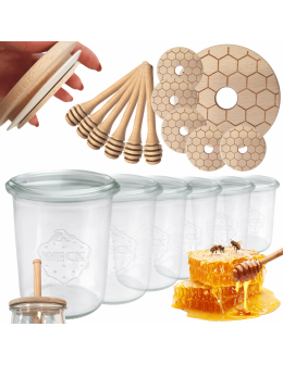 Słoiki na miód słoiki do miodu z nabierakiem WECK 160ml dozownik W3 6szt