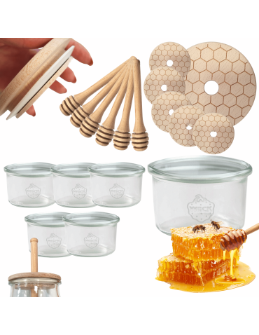 Słoiki na miód słoiki do miodu z nabierakiem WECK 200ml dozownik W3 6szt