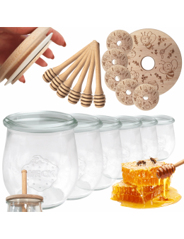 Słoiki na miód słoiki do miodu z nabierakiem WECK 220ml dozownik  W1 6szt