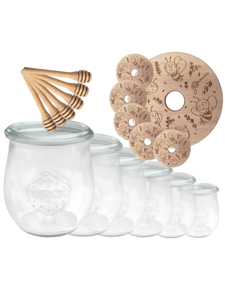 Słoiki weck - Słoiki na miód słoiki do miodu z nabierakiem WECK 220ml dozownik  W1 6szt - product b2b.wamar.biz 2
