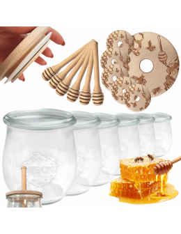 Słoiki na miód słoiki do miodu z nabierakiem WECK 220ml dozownik  W2 6szt