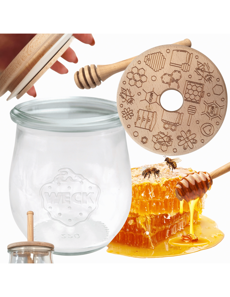 Słoiki weck - Słoik na miód słoik do miodu z nabierakiem WECK 220ml dozownik miodu W4 eko - product b2b.wamar.biz 1