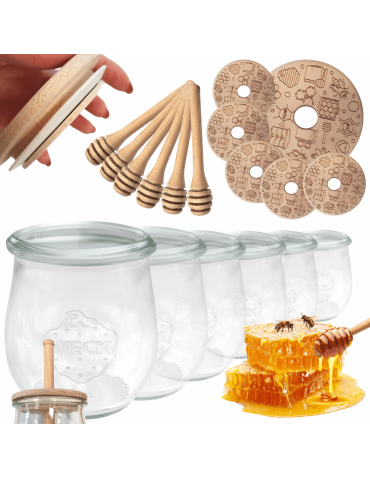 Słoiki na miód słoiki do miodu z nabierakiem WECK 220ml dozownik W4 6szt