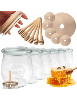Słoiki na miód słoiki do miodu z nabierakiem WECK 220ml dozownik  W5 6szt