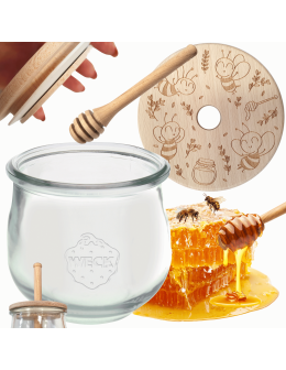 Słoik na miód słoik do miodu z nabierakiem WECK 370ml dozownik miodu W1 eko