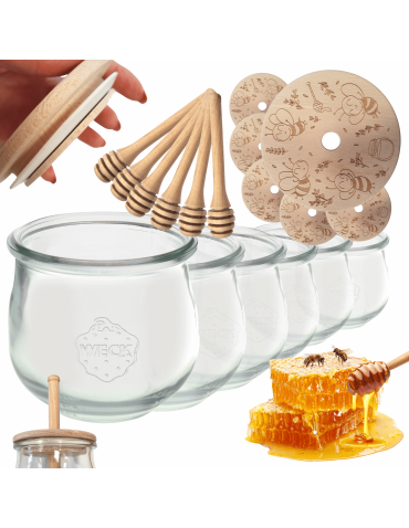 Słoiki na miód słoiki do miodu z nabierakiem WECK 370ml dozownik W1 6szt