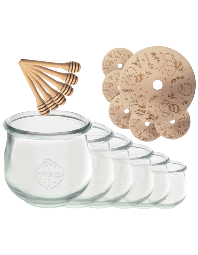 Słoiki weck - Słoiki na miód słoiki do miodu z nabierakiem WECK 370ml dozownik  W1 6szt - product b2b.wamar.biz 2