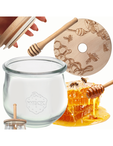 Słoik na miód słoik do miodu z nabierakiem WECK 370ml dozownik miodu W2 eko