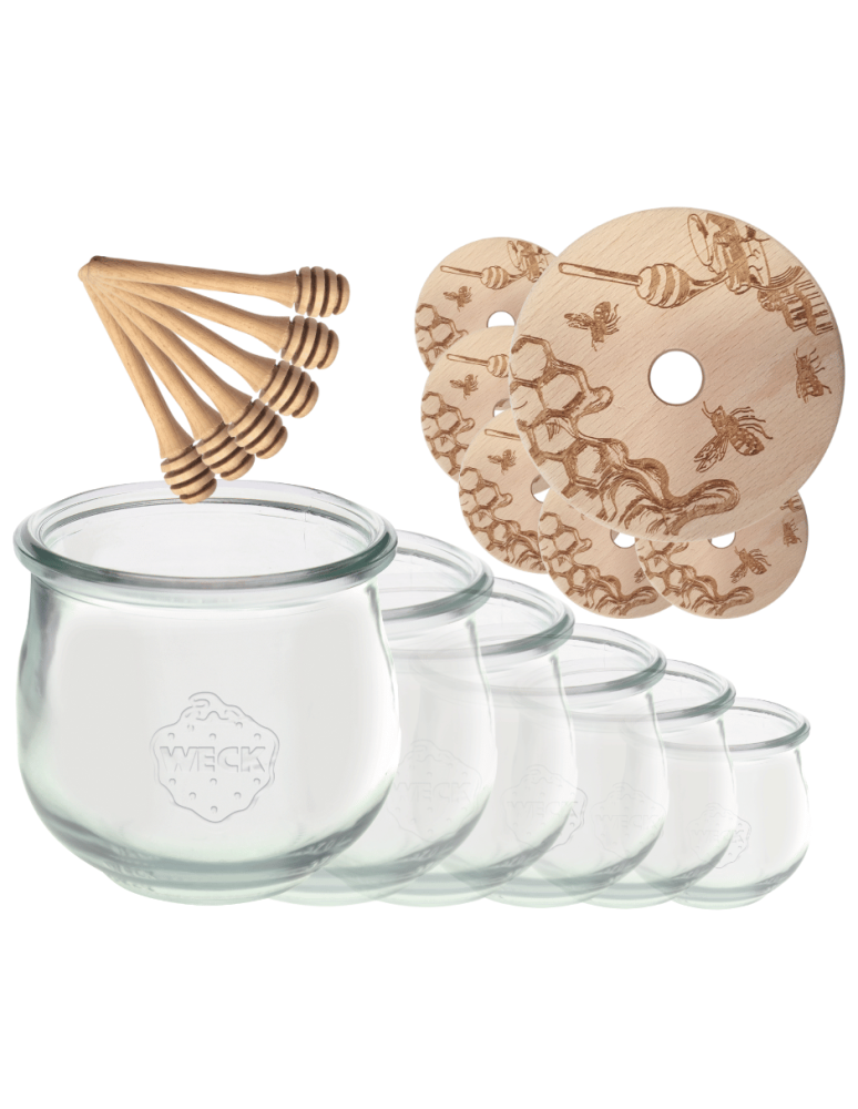 Słoiki weck - Słoiki na miód słoiki do miodu z nabierakiem WECK 370ml dozownik  W2 6szt - product b2b.wamar.biz 2