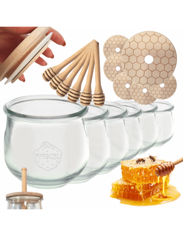 Słoiki na miód słoiki do miodu z nabierakiem WECK 370ml dozownik  W3 6szt