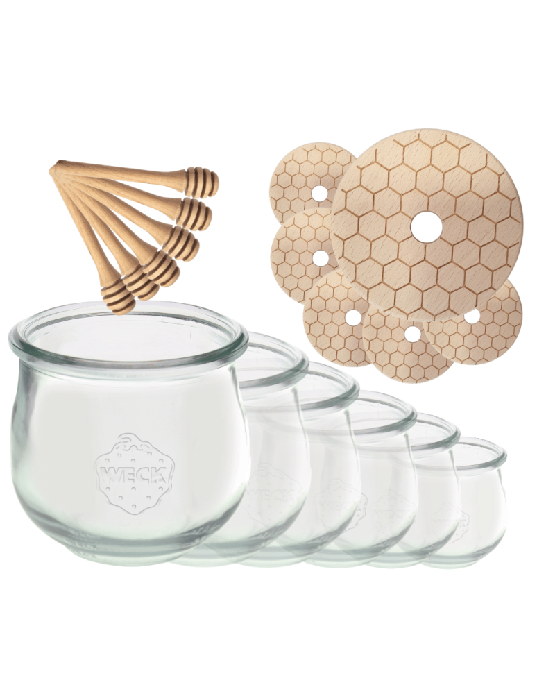 Słoiki weck - Słoiki na miód słoiki do miodu z nabierakiem WECK 370ml dozownik  W3 6szt - product b2b.wamar.biz 2