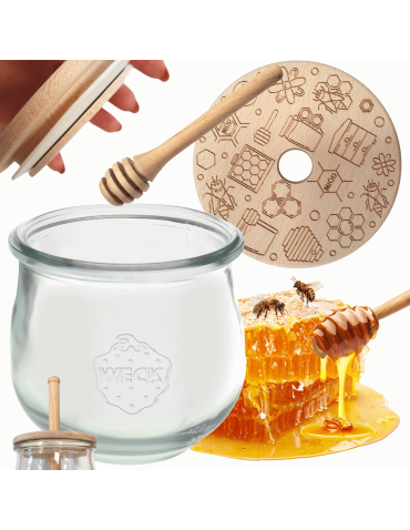 Słoik na miód słoik do miodu z nabierakiem WECK 370ml dozownik miodu W4 eko