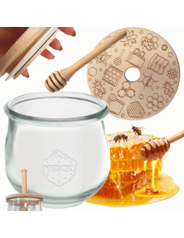 Słoik na miód słoik do miodu z nabierakiem WECK 370ml dozownik miodu W4 eko