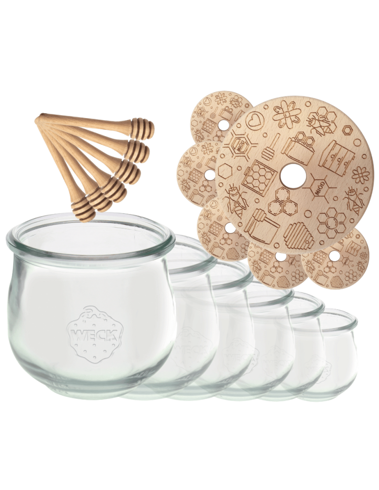 Słoiki weck - Słoiki na miód słoiki do miodu z nabierakiem WECK 370ml dozownik  W4 6szt - product b2b.wamar.biz 2