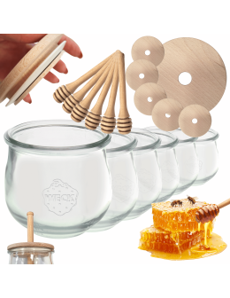 Słoiki na miód słoiki do miodu z nabierakiem WECK 370ml dozownik  W5 6szt