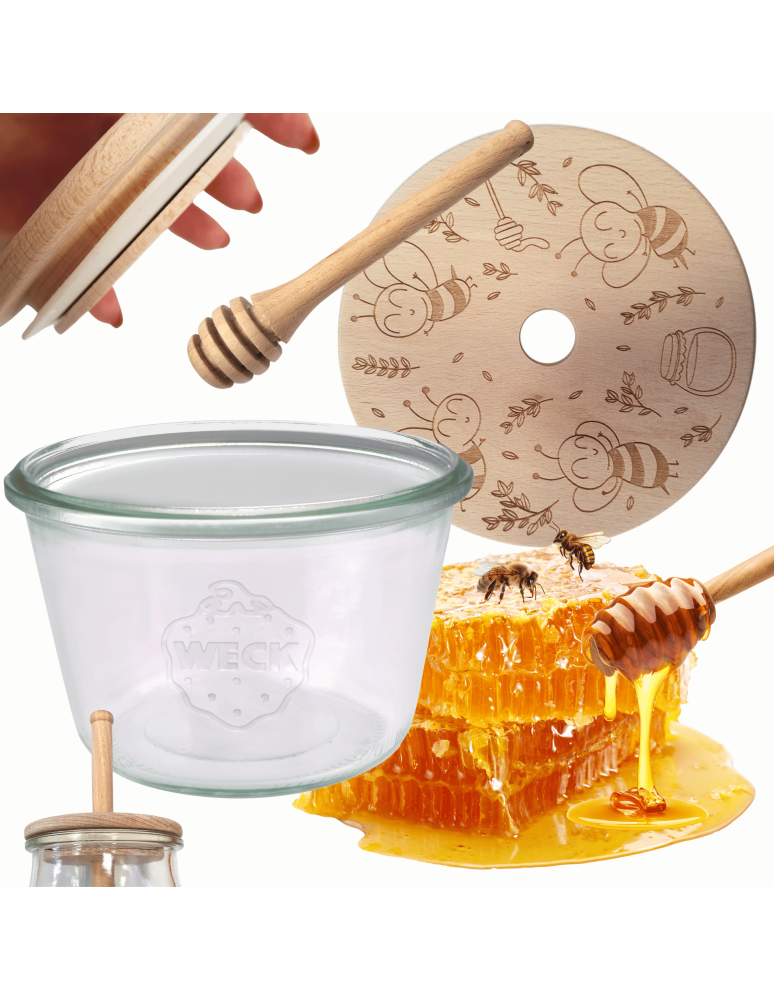 Słoiki weck - Słoik na miód słoik do miodu z nabierakiem WECK 370ml dozownik miodu W1 eko - product b2b.wamar.biz 1