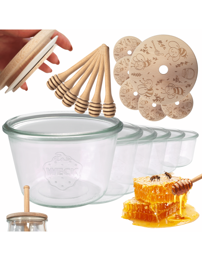 Słoiki weck - Słoiki na miód słoiki do miodu z nabierakiem WECK 370ml dozownik  W1 6szt - product b2b.wamar.biz 1