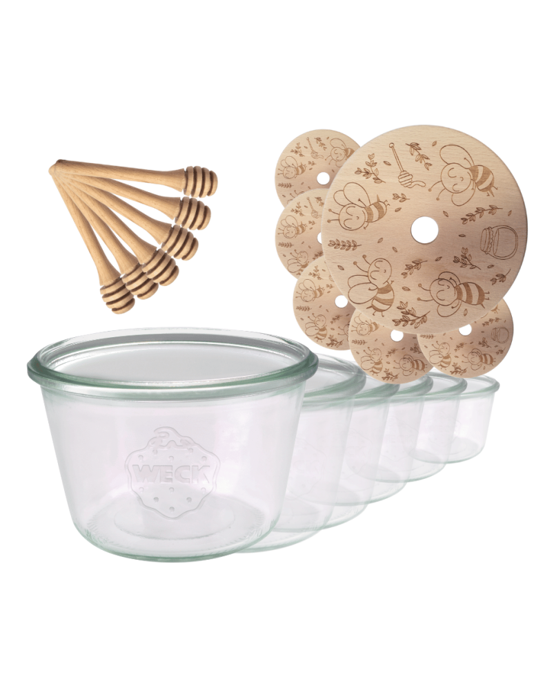 Słoiki weck - Słoiki na miód słoiki do miodu z nabierakiem WECK 370ml dozownik  W1 6szt - product b2b.wamar.biz 2