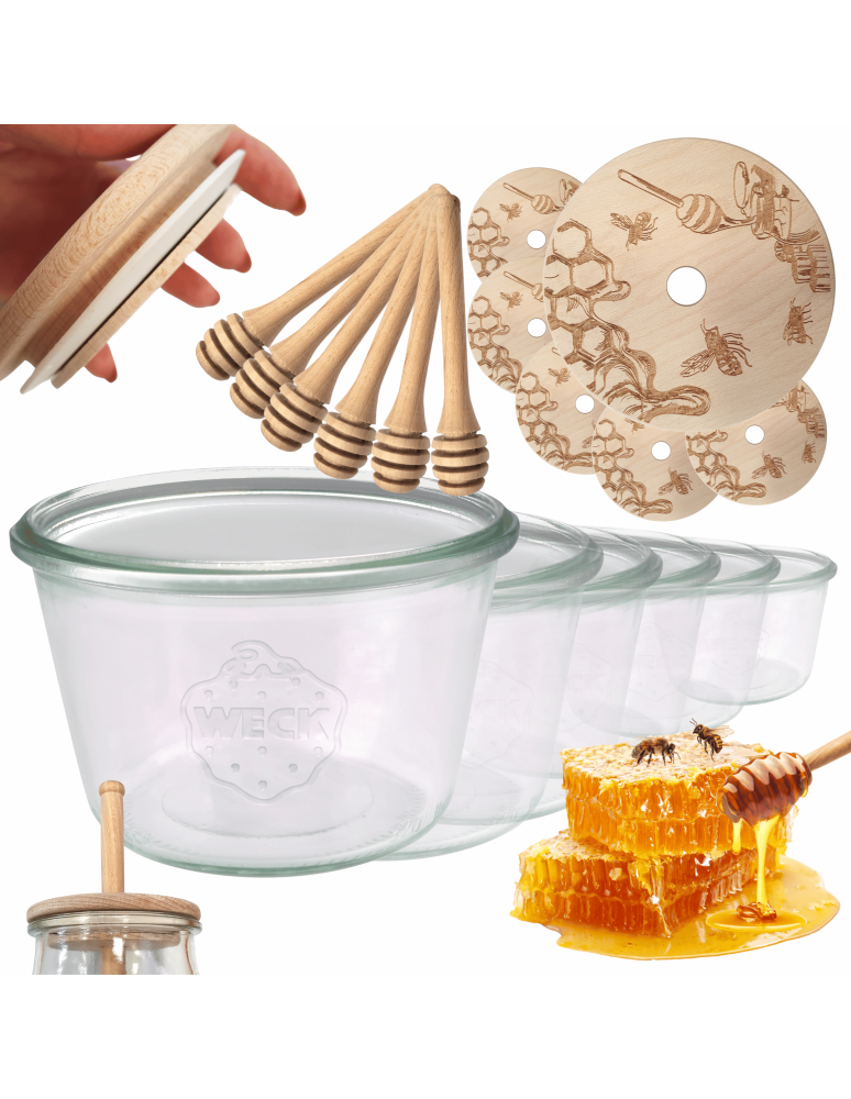 Słoiki weck - Słoiki na miód słoiki do miodu z nabierakiem WECK 370ml dozownik  W2 6szt - product b2b.wamar.biz 1