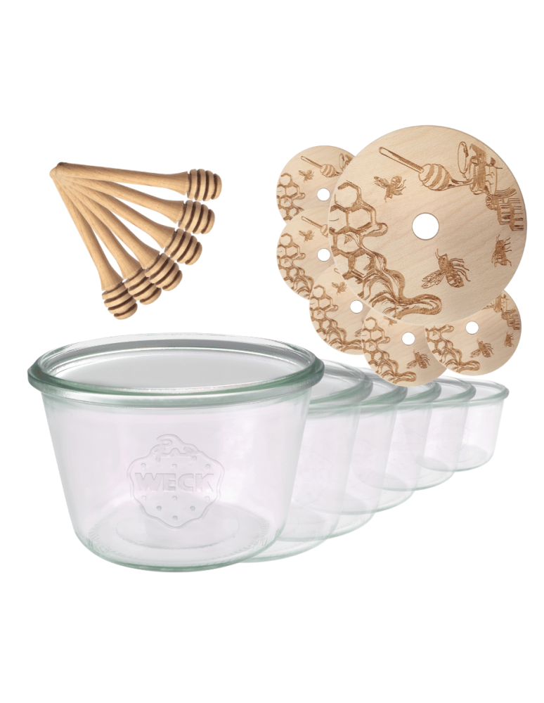 Słoiki weck - Słoiki na miód słoiki do miodu z nabierakiem WECK 370ml dozownik  W2 6szt - product b2b.wamar.biz 2