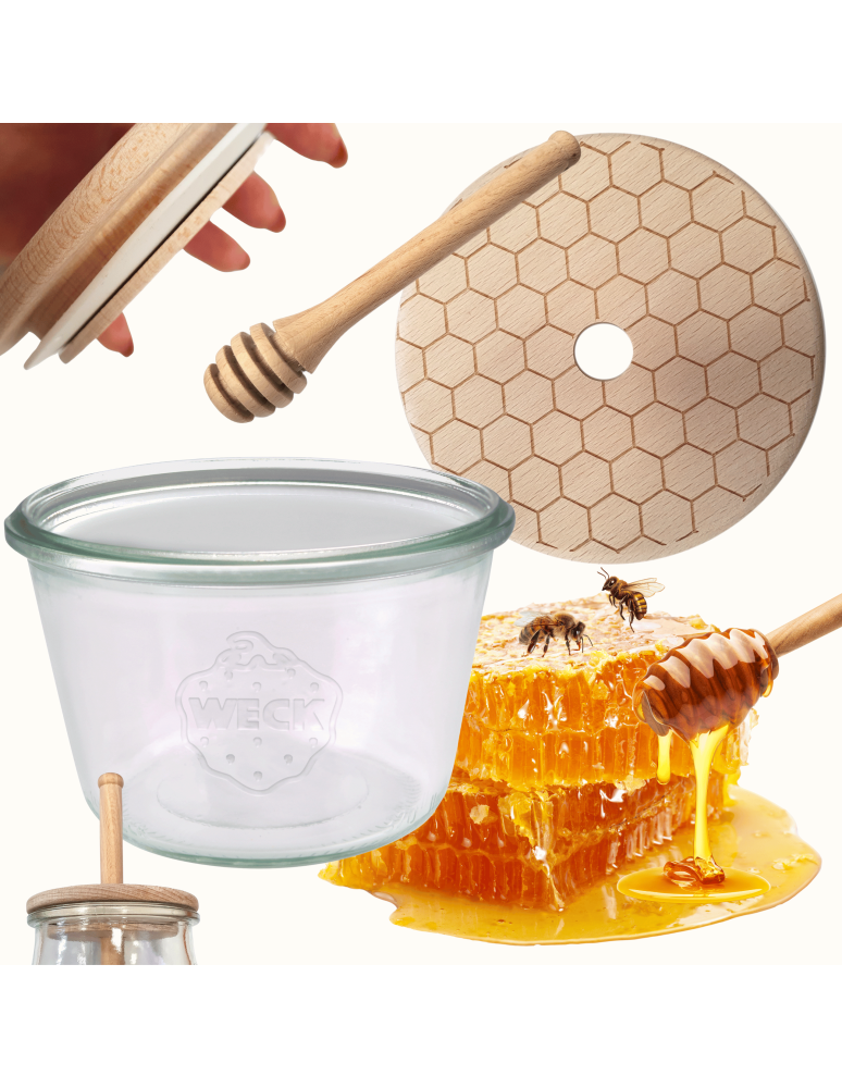 Słoiki weck - Słoik na miód słoik do miodu z nabierakiem WECK 370ml dozownik miodu W3 eko - product b2b.wamar.biz 1