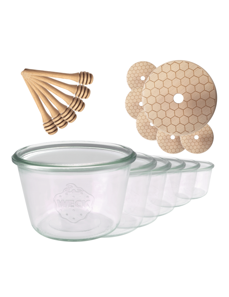 Słoiki weck - Słoiki na miód słoiki do miodu z nabierakiem WECK 370ml dozownik  W3 6szt - product b2b.wamar.biz 2