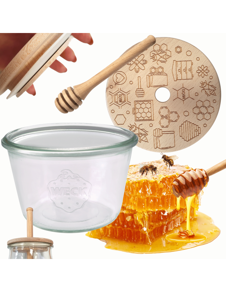Słoiki weck - Słoik na miód słoik do miodu z nabierakiem WECK 370ml dozownik miodu W4 eko - produkt b2b.wamar.biz 1