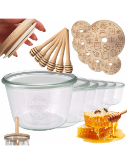 Słoiki na miód słoiki do miodu z nabierakiem WECK 370ml dozownik W4 6szt