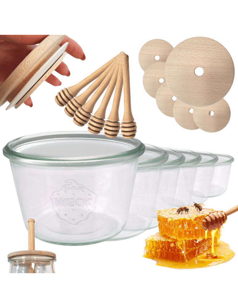 Słoiki weck - Słoiki na miód słoiki do miodu z nabierakiem WECK 370ml dozownik  W5 6szt - product b2b.wamar.biz 1