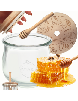 Słoik na miód słoik do miodu z nabierakiem WECK 580ml dozownik miodu W1 eko