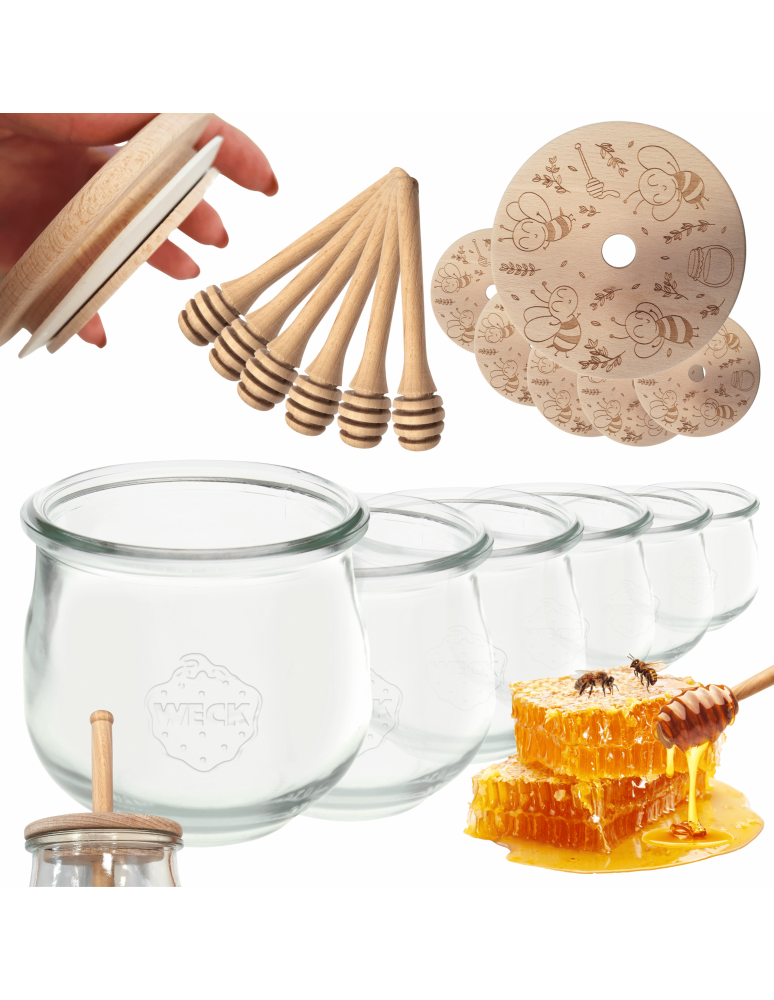 Słoiki weck - Słoiki na miód słoiki do miodu z nabierakiem WECK 580ml dozownik  W1 6szt - product b2b.wamar.biz 1