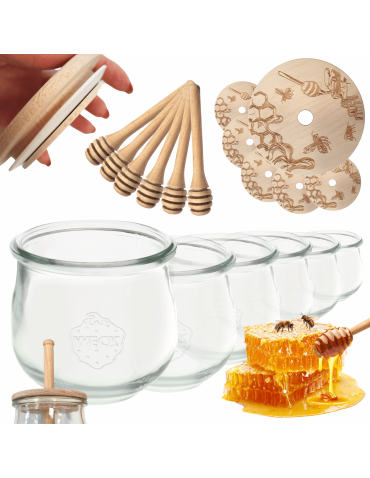 Słoiki na miód słoiki do miodu z nabierakiem WECK 580ml dozownik  W2 6szt