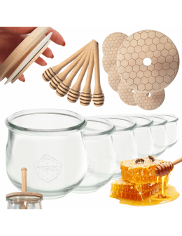 Słoiki na miód słoiki do miodu z nabierakiem WECK 580ml dozownik W3 6szt