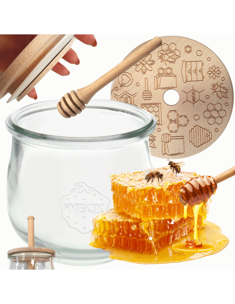 Słoiki weck - Słoik na miód słoik do miodu z nabierakiem WECK 580ml dozownik miodu W4 eko - product b2b.wamar.biz 1