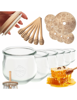 Słoiki na miód słoiki do miodu z nabierakiem WECK 580ml dozownik  W4 6szt