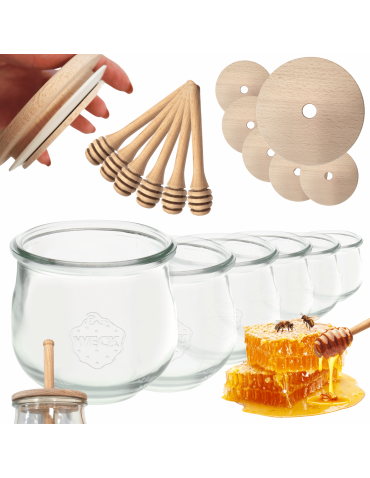 Słoiki na miód słoiki do miodu z nabierakiem WECK 580ml dozownik  W5 6szt