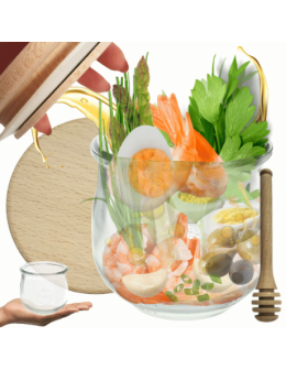 Słoik Weck 580ml 0,5L TULIP żaroodporny drewniane wieko 1kpl nabierak