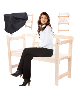 Ławka ogrodowa drewniana z pokrowcem CZARNYM IMPREGNOWANA SOLIDNA EKO