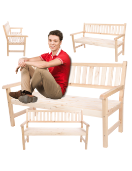 Ławka ogrodowa drewniana z oparciem podłokietniki trzyosobowa EKO DREWNO