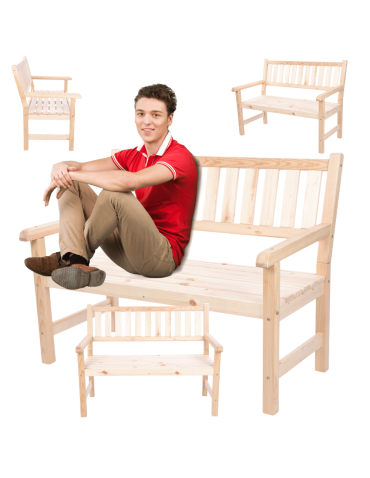 Ławka ogrodowa drewniana z oparciem podłokietniki trzyosobowa IMPREGNAT