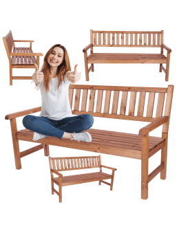 Ławka ogrodowa drewniana z oparciem podłokietniki trzyosobowa EKO DREWNO