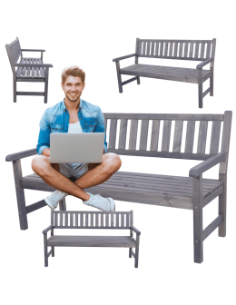 Ławka ogrodowa drewniana z oparciem podłokietniki trzyosobowa EKO DREWNO