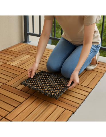 Podesty tarasowe - Płytka drewniana podest tarasowy panel płytki balkon IMPREGNAT 30x30 0,09m2 - produkt 8