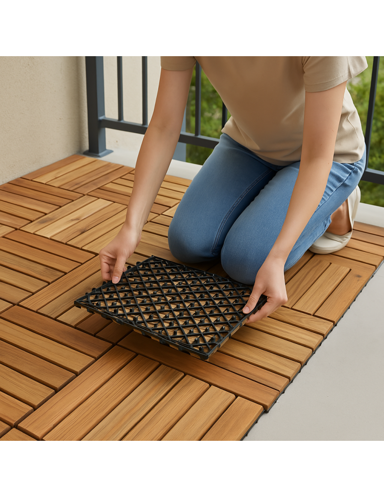 Podesty tarasowe - Płytka drewniana podest tarasowy panel płytki balkon IMPREGNAT 30x30 0,09m2 - produkt b2b.wamar.biz 8