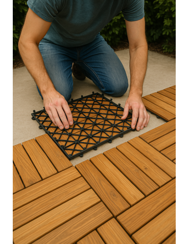 Podesty tarasowe - Płytka drewniana podest tarasowy panel płytki balkon IMPREGNAT 30x30 0,09m2 - produkt 9