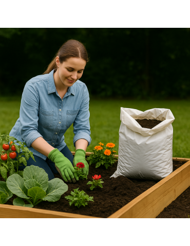 Surowce organiczne - BIOAKTYWNY KOMPOST 40L ziemia humus podłoże do KWIATÓW WARZYW EKO 12 WORKÓW - product 10
