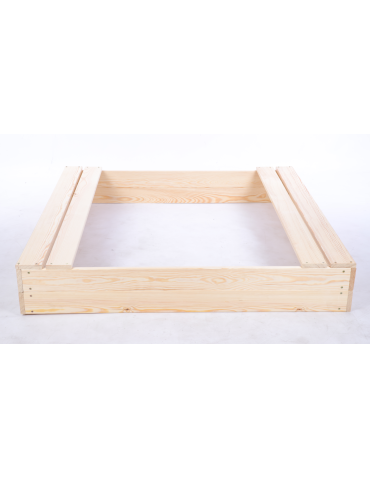 Piaskownice - Piaskownica drewniana 120x120 z ławeczkami AGROWŁÓKNINA eko drewno - product 3