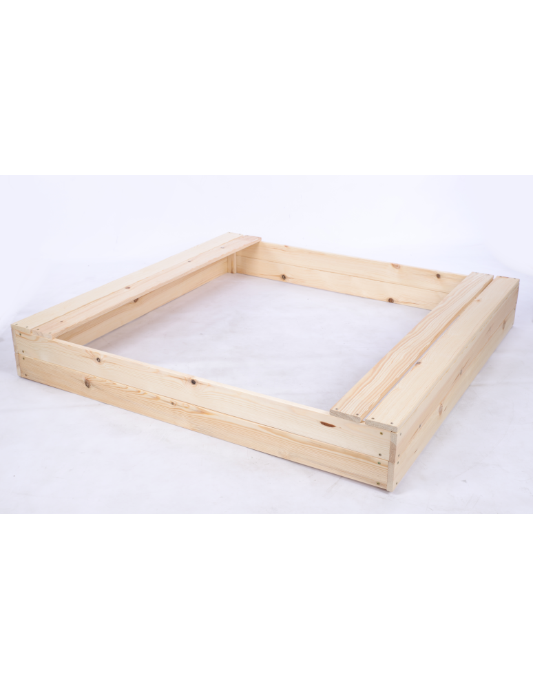 Piaskownice - Piaskownica drewniana 140x140 z ławeczkami AGROWŁÓKNINA eko drewno - product b2b.wamar.biz 2